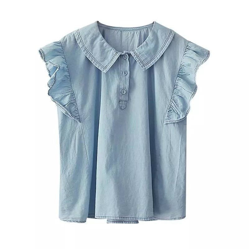 Short Sleeve Cotton-Blend Casual Shirts & Tops