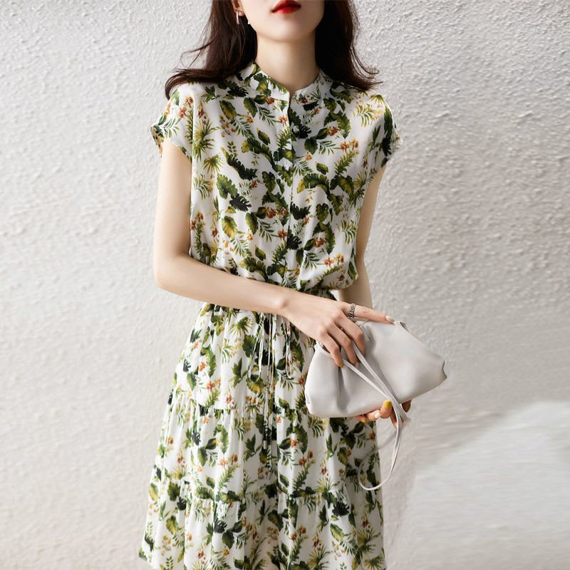 As Picture Floral Sleeveless Dresses