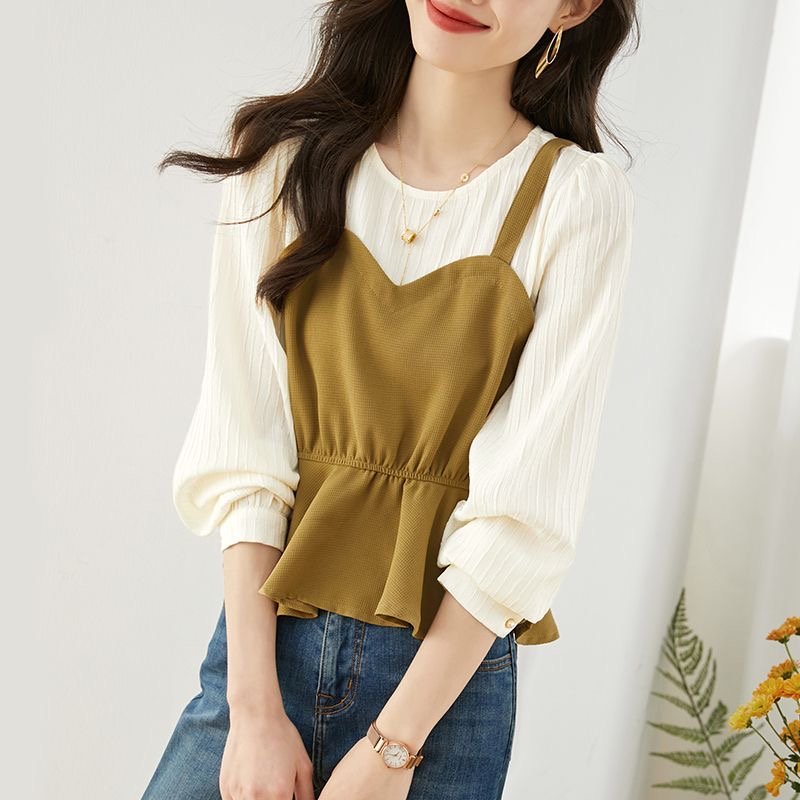Casual Patchwork Cotton-Blend Shirts & Tops