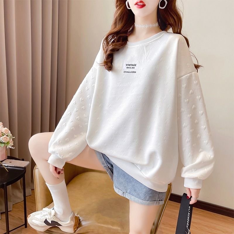 Cotton-Blend Casual Long Sleeve Sweatshirt