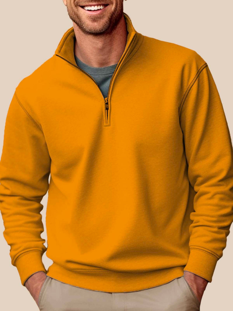 Basic Half-zip Stand Collar Sweatshirts Stretch Pullover Basic Sweatshirts