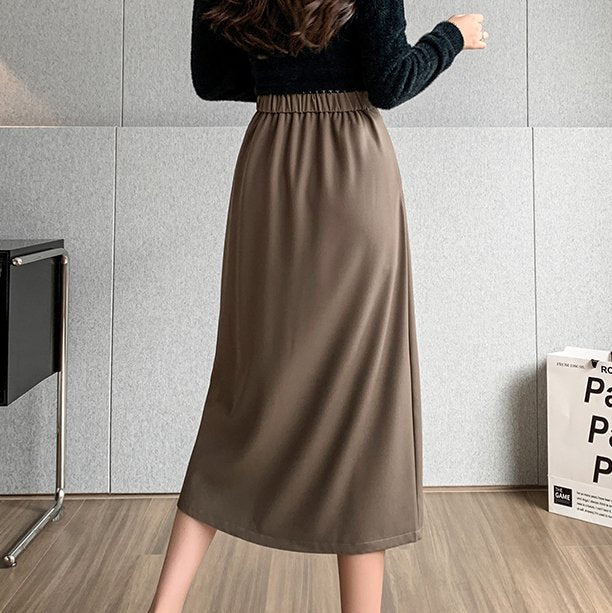 Women Simple Slit A-line Skirts