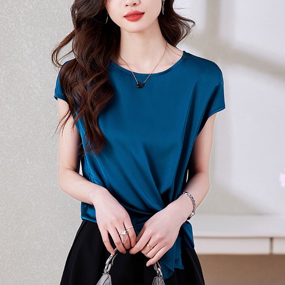 Women Casual Short Sleeve Solid Shirts & Tops