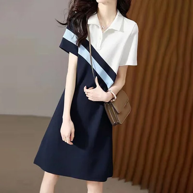 White Color-Block Paneled Casual Dresses