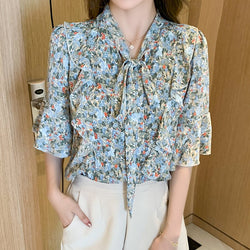 Floral Frill Sleeve Casual Printed Shirts & Tops
