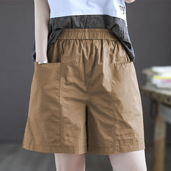 Pockets Cotton-Blend Plain Pants