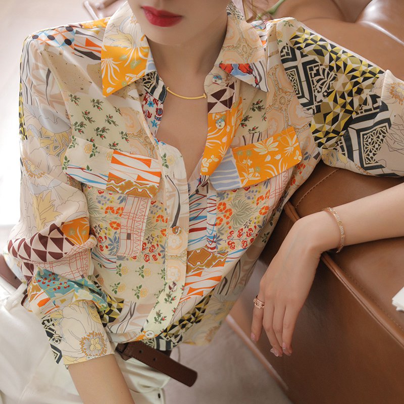 As Picture Floral Shift Casual Printed Shirts & Tops
