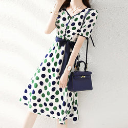 White Casual Printed Polka Dots A-Line Dresses