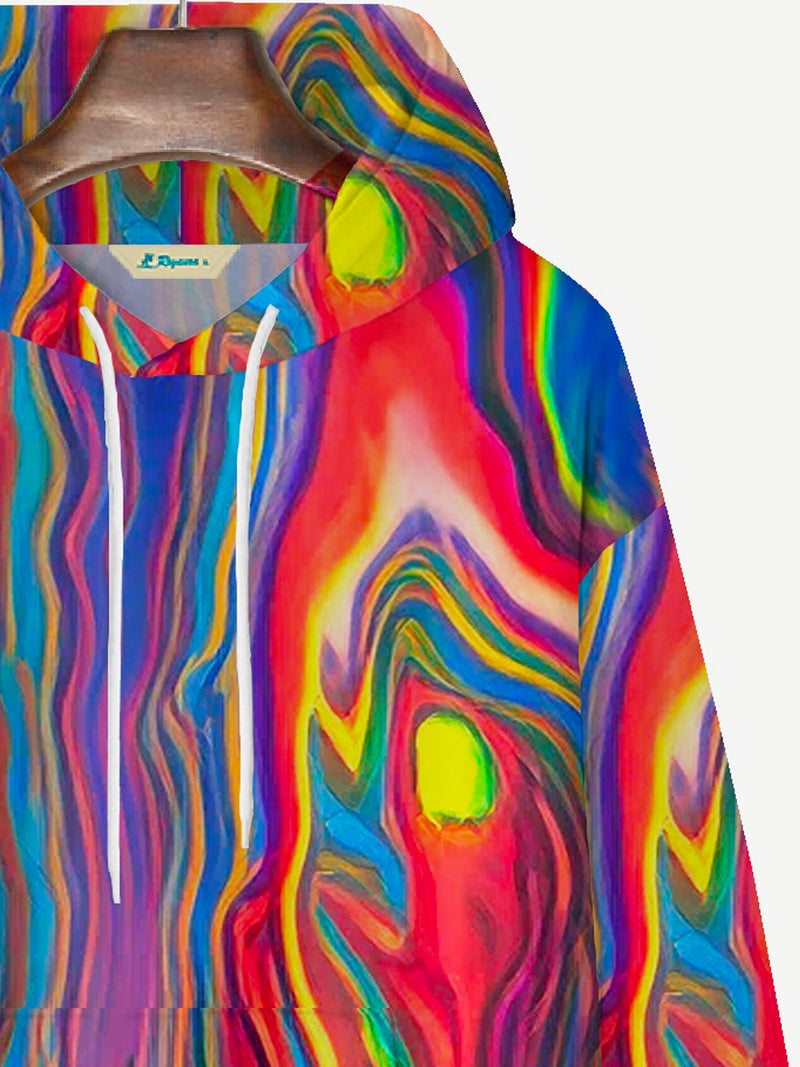 Men's Geometric Print Drawstring Hooded Sweatshirt