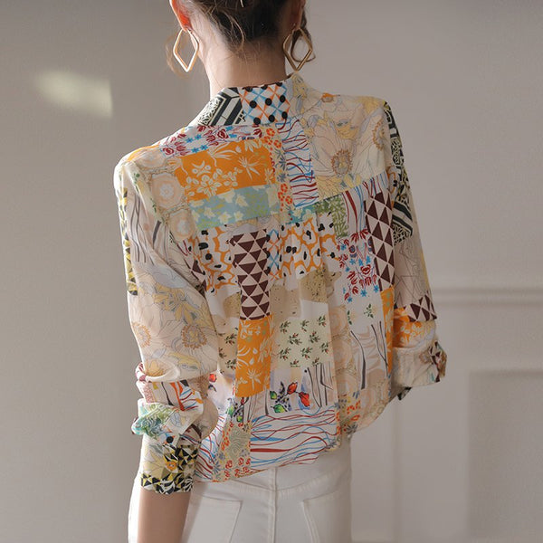 As Picture Floral Shift Casual Printed Shirts & Tops