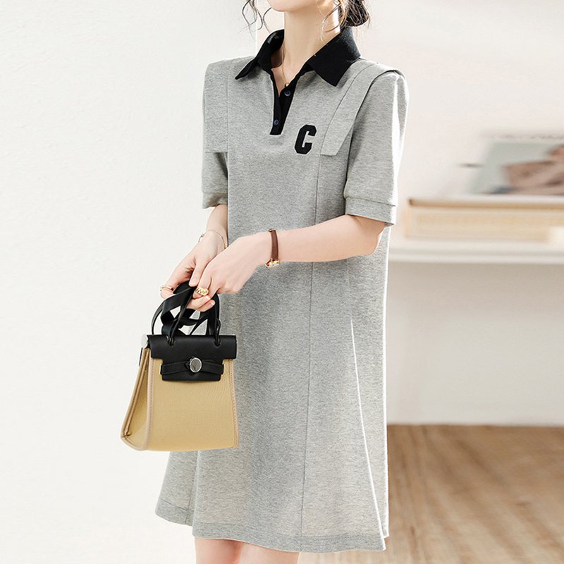 Gray A-Line Short Sleeve Dresses