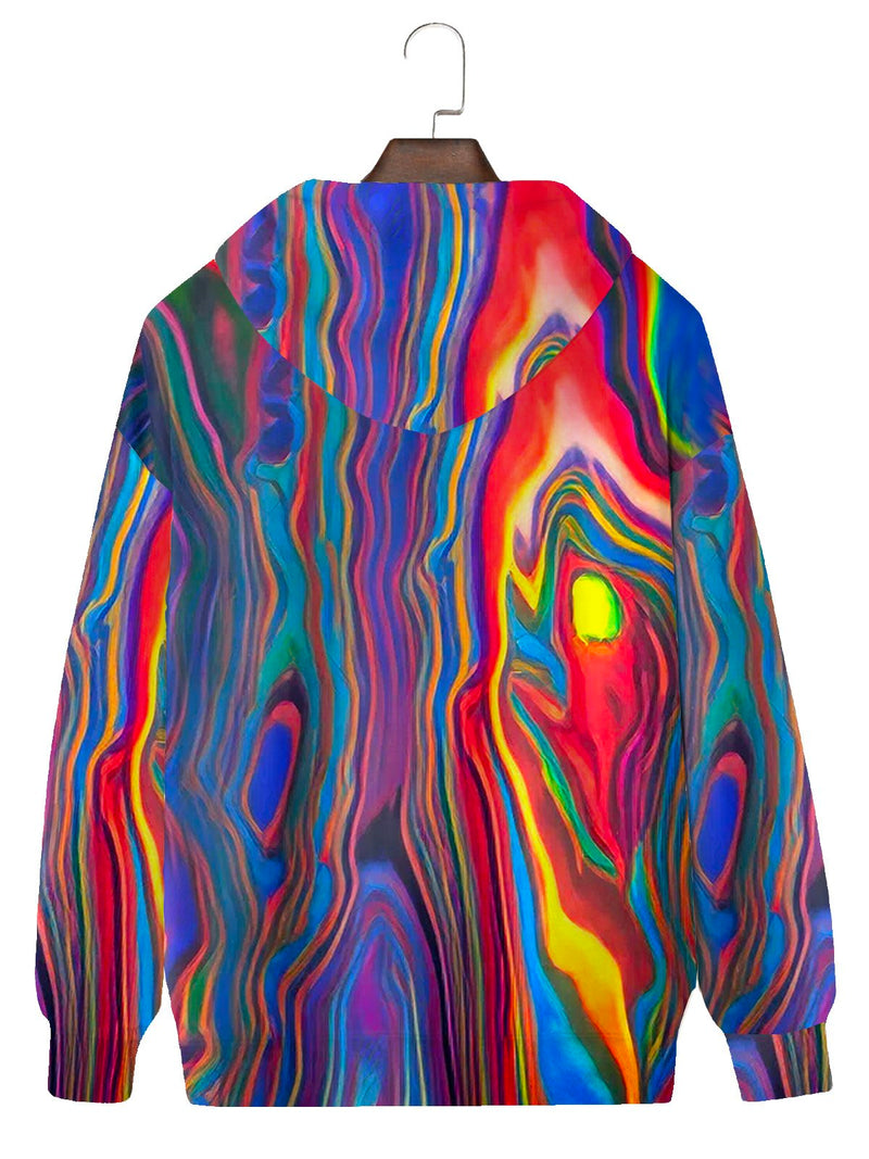 Men's Geometric Print Drawstring Hooded Sweatshirt