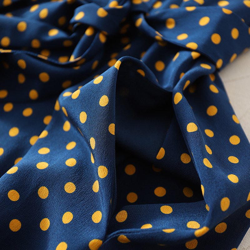 Blue Printed Polka Dots Short Sleeve Dresses