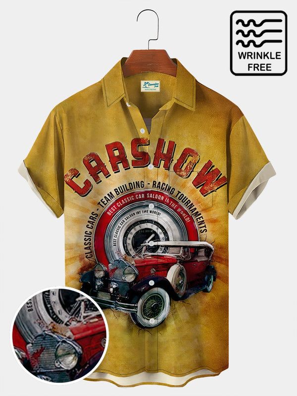 Car Graphic Men's Vintage Oversized Short Sleeve Shirt