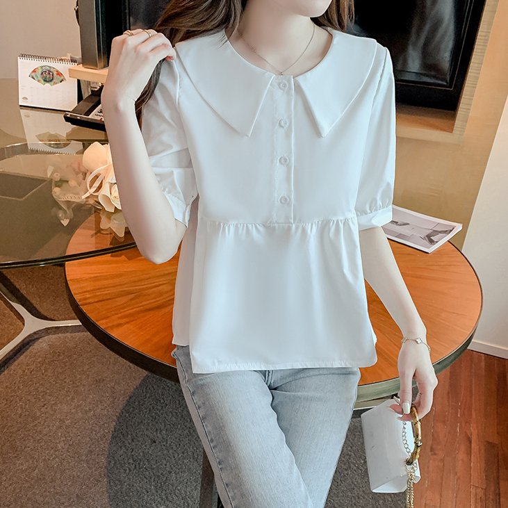 Buttoned Casual Solid Half Sleeve Shirts & Tops