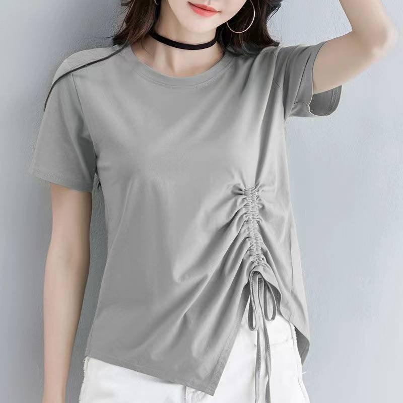 Lace-up Drawstring Irregular Shirts & Tops
