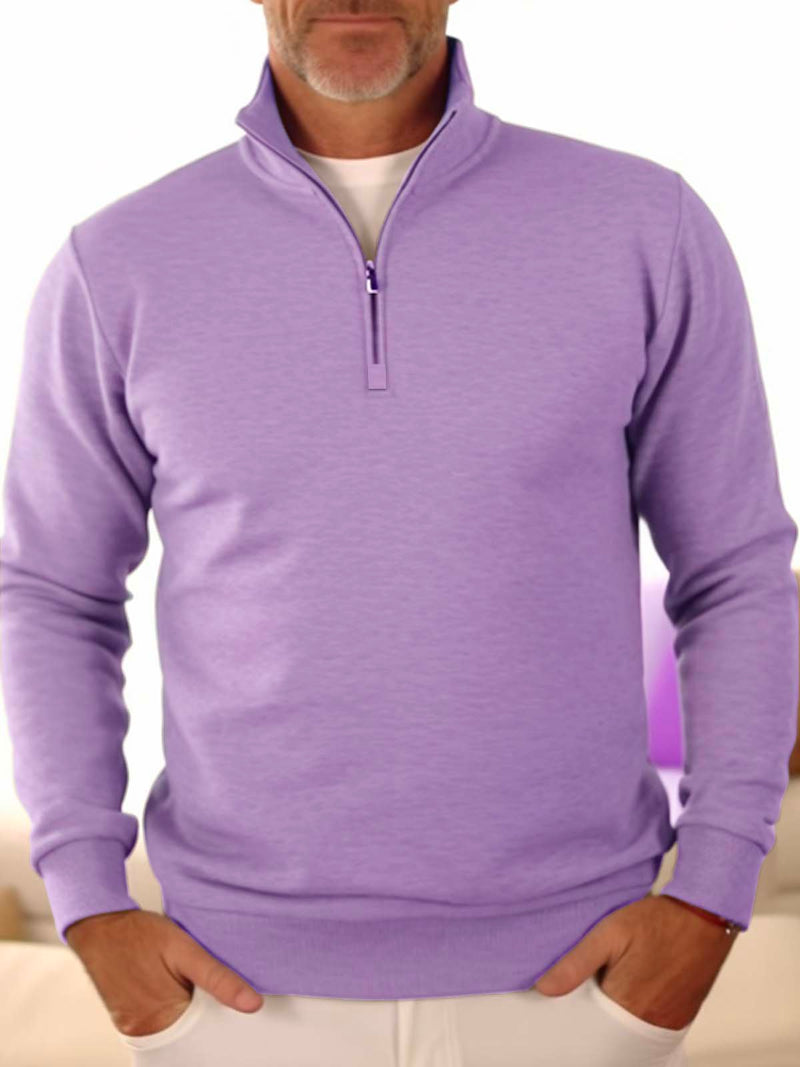 Stand Collar Half Zip Khaki Men's Pullover Sweatshirts Easy to Wear Stretch Large Size Outdoor Camp Sweatshirts