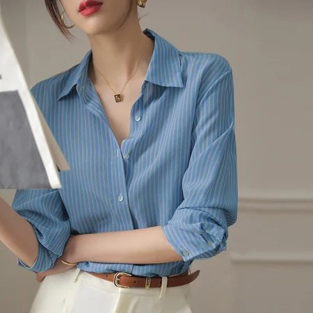 Blue Shift Long Sleeve Stripes Shirts & Tops