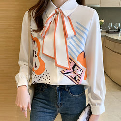 White Abstract Printed Casual Shirts & Tops