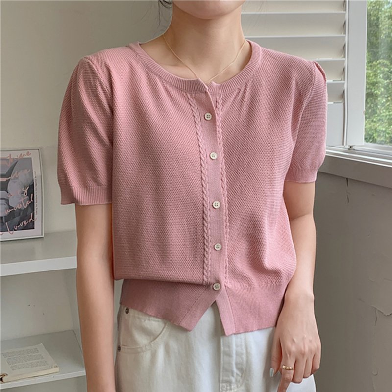 Short Sleeve Knitted Cocoon Shirts & Tops