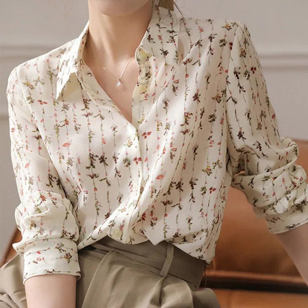 Apricot Shift Long Sleeve Floral Shirts & Tops
