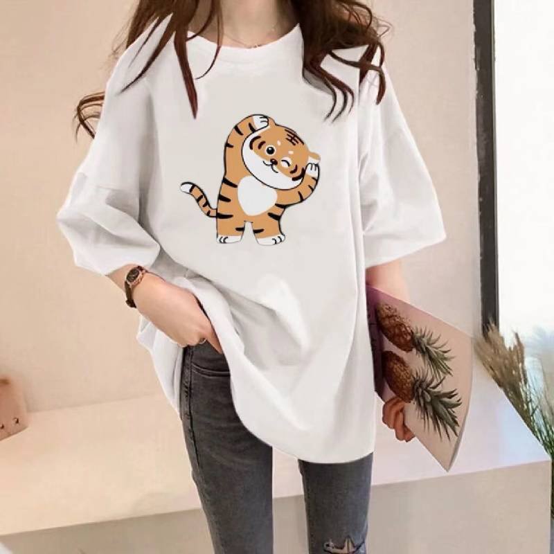 Animal Short Sleeve Shift Cotton-Blend T-shirt