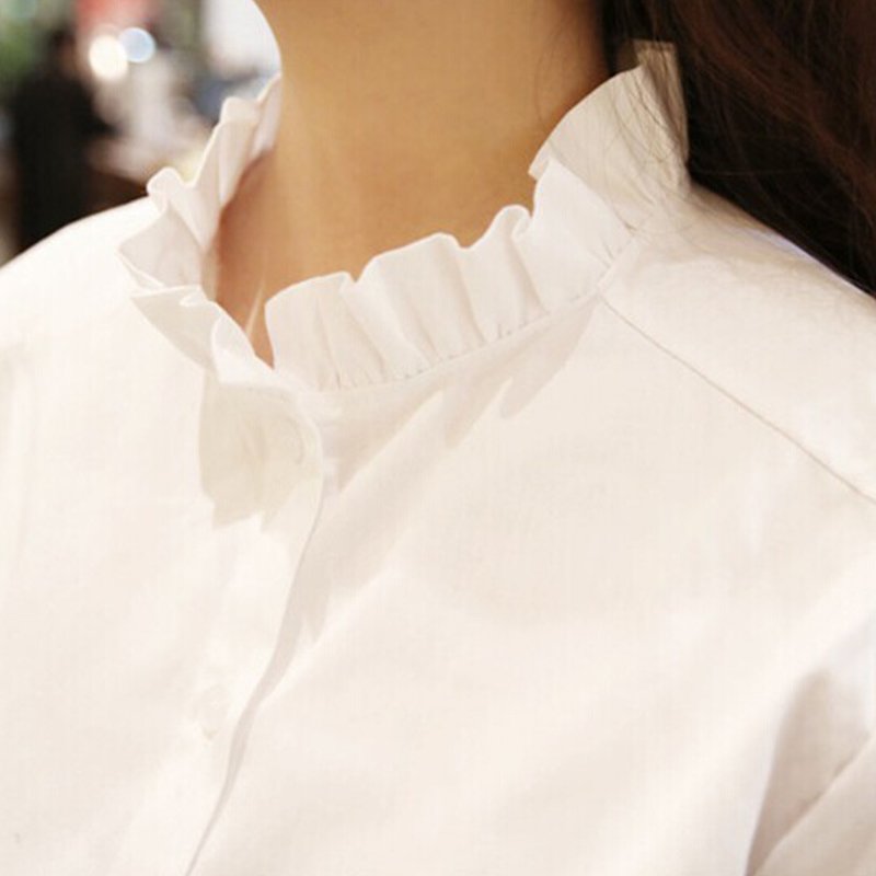 White Plain Long Sleeve Shift Shirts & Tops