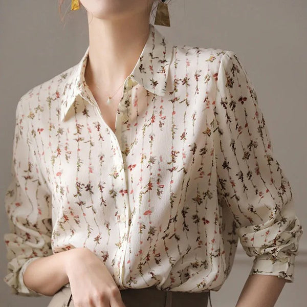 Apricot Shift Long Sleeve Floral Shirts & Tops