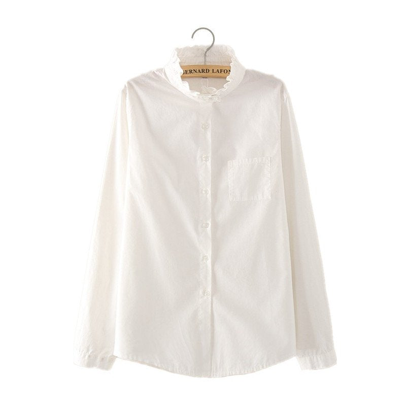 White Plain Long Sleeve Shift Shirts & Tops