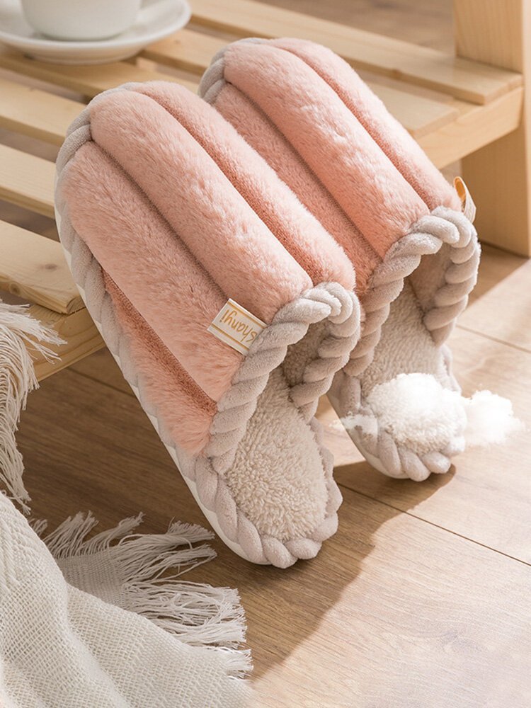 Women Soft Warm Plush Closed Toe Home Slippers