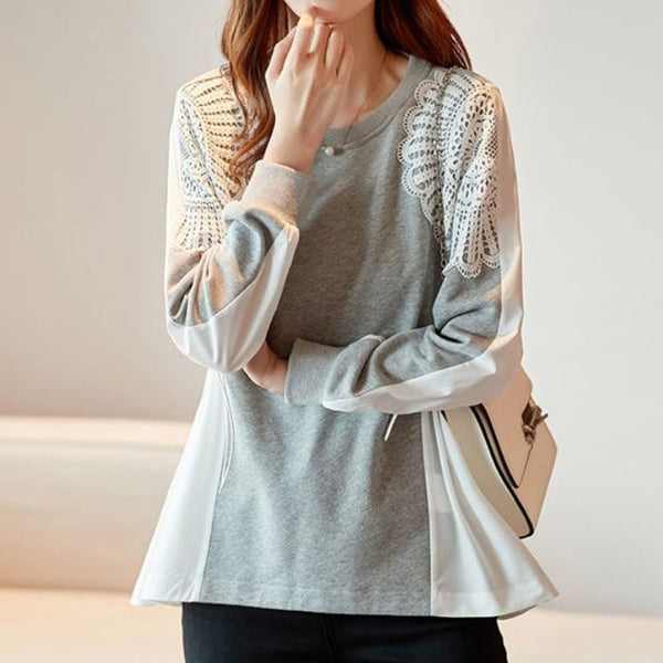 Gray Paneled A-Line Casual Shirts & Tops