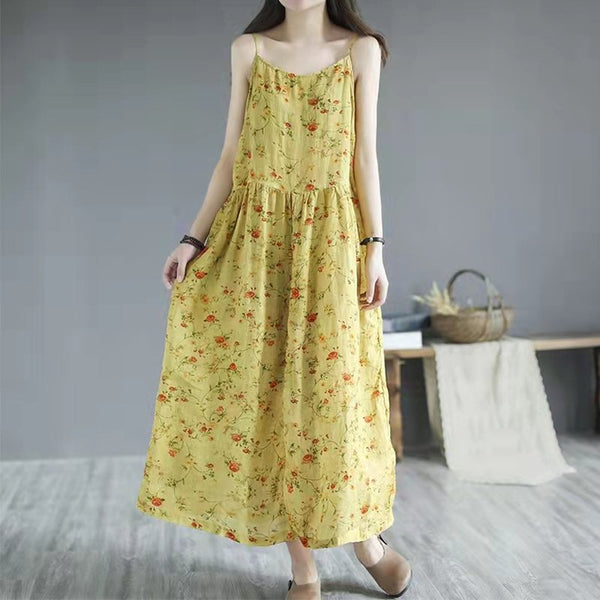 Floral Printed Sleeveless Casual Dresses