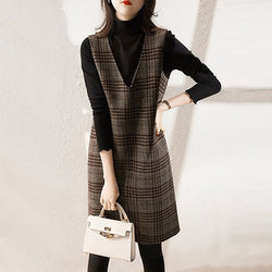 As Picture Casual Cotton-Blend Checkered/plaid A-Line Dresses