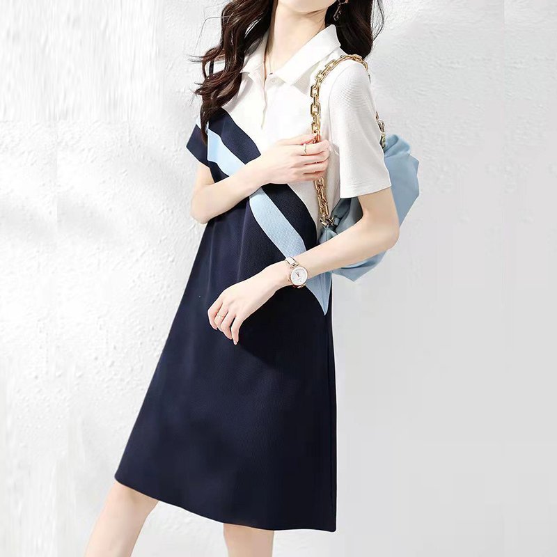 White Color-Block Paneled Casual Dresses