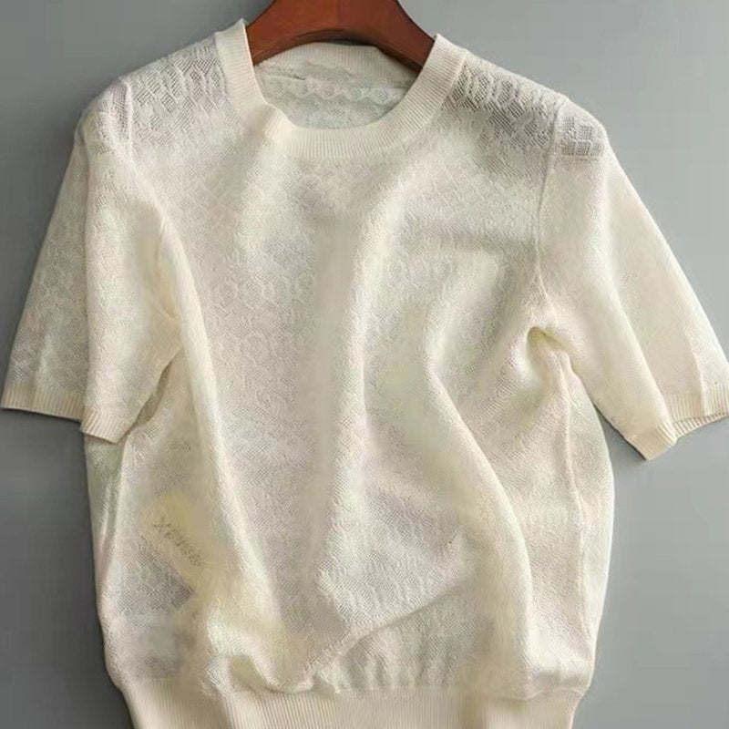 Short Sleeve Jacquard Casual Shirts & Tops