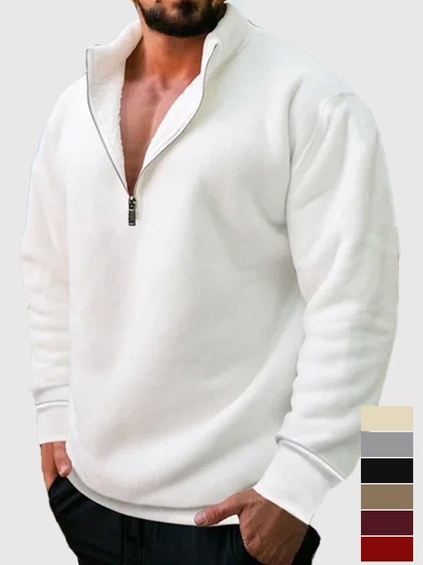 Men's Stand Collar Zipper Long Sleeve Sweatshirt
