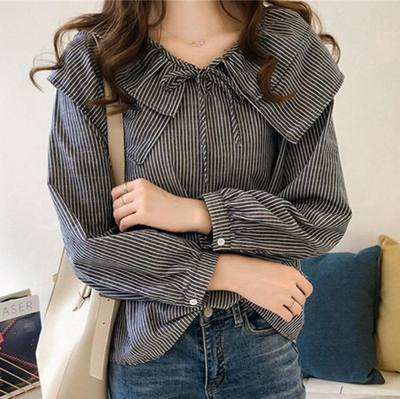 Striped Casual Long Sleeve Shirts & Tops