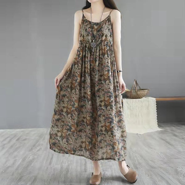 Casual A-Line Floral Sleeveless Dresses
