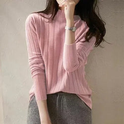 Knitted Solid Long-Sleeve T-shirt
