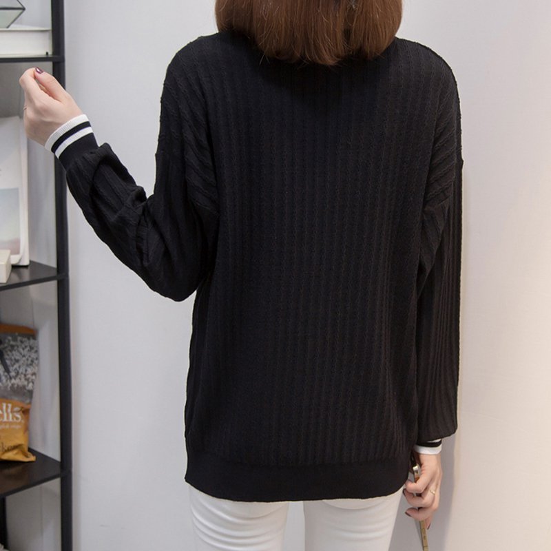 Plain Long Sleeve Buttoned Shift Sweater