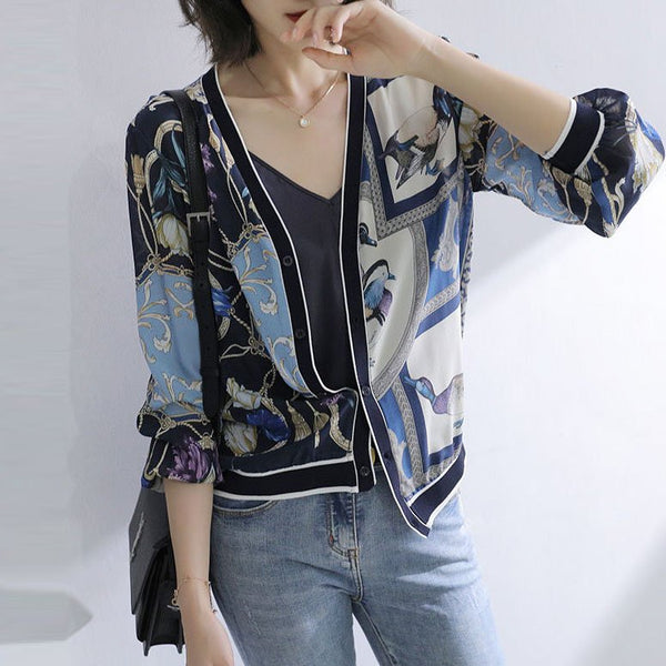 As Picture Long Sleeve Casual Printed Outerwear