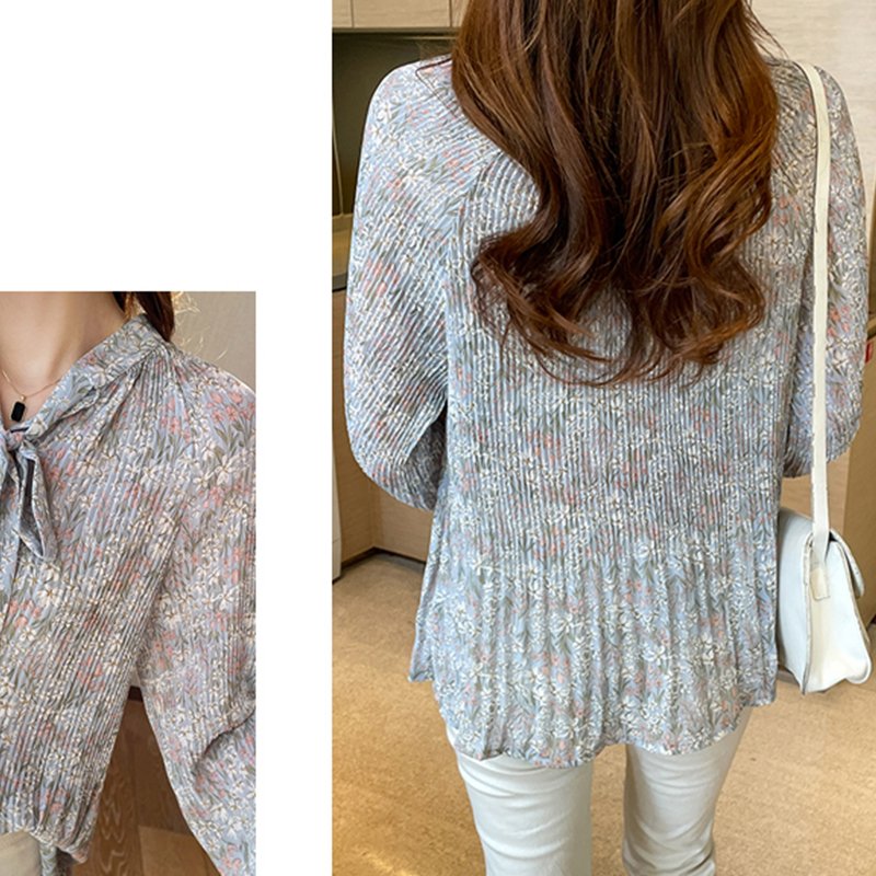 Floral A-Line Long Sleeve Shirts & Tops