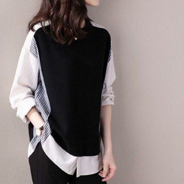 Black Long Sleeve Paneled Shirts & Tops