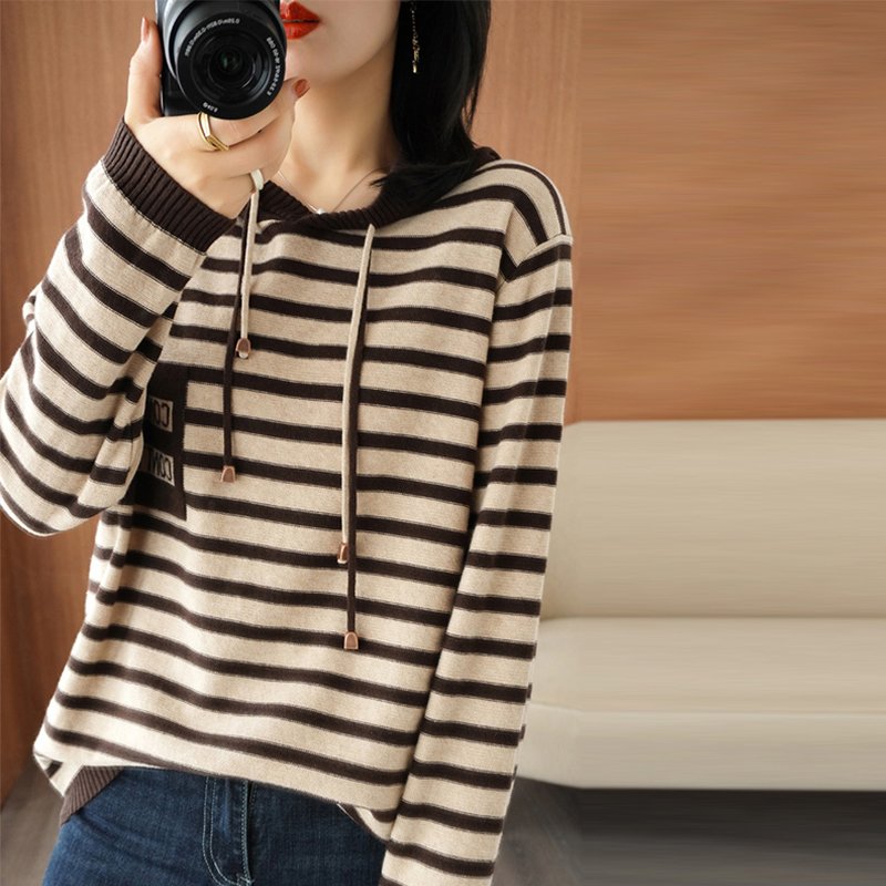 Long Sleeve Stripes Casual Hoodie Sweater