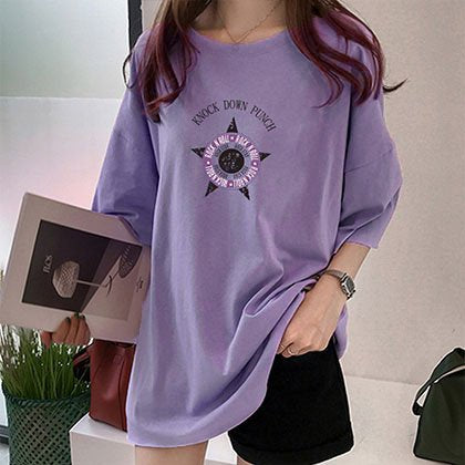Short Sleeve Crew Neck Cotton-Blend Casual Shirts & Tops