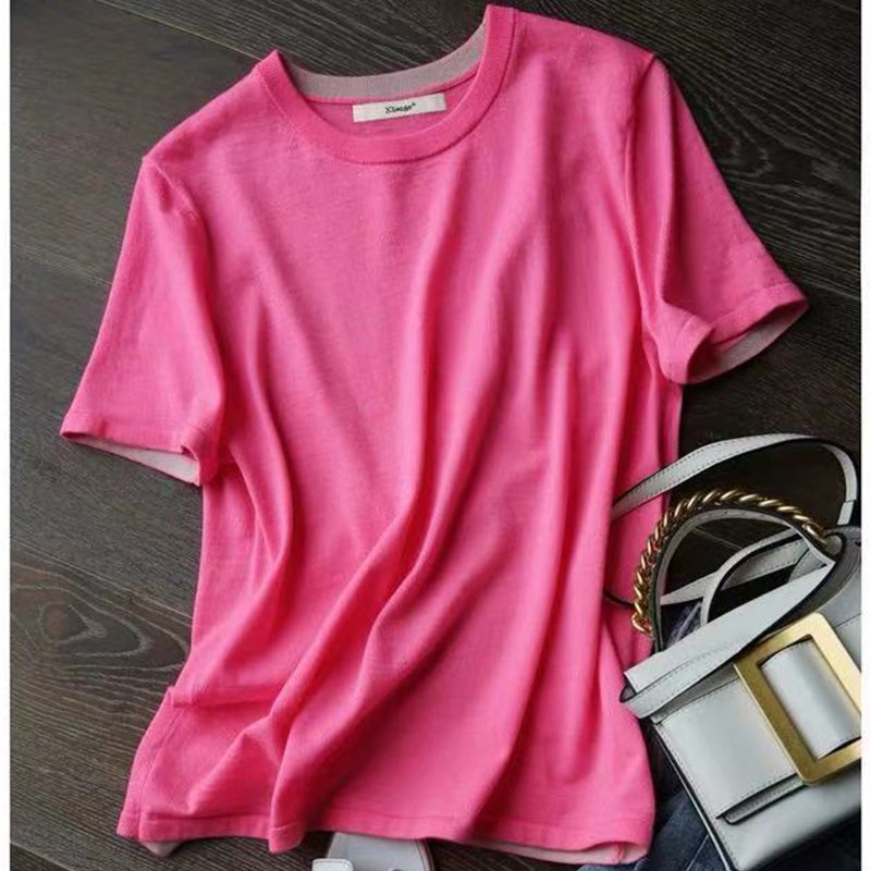 Pink Shift Plain Short Sleeve Shirts & Tops