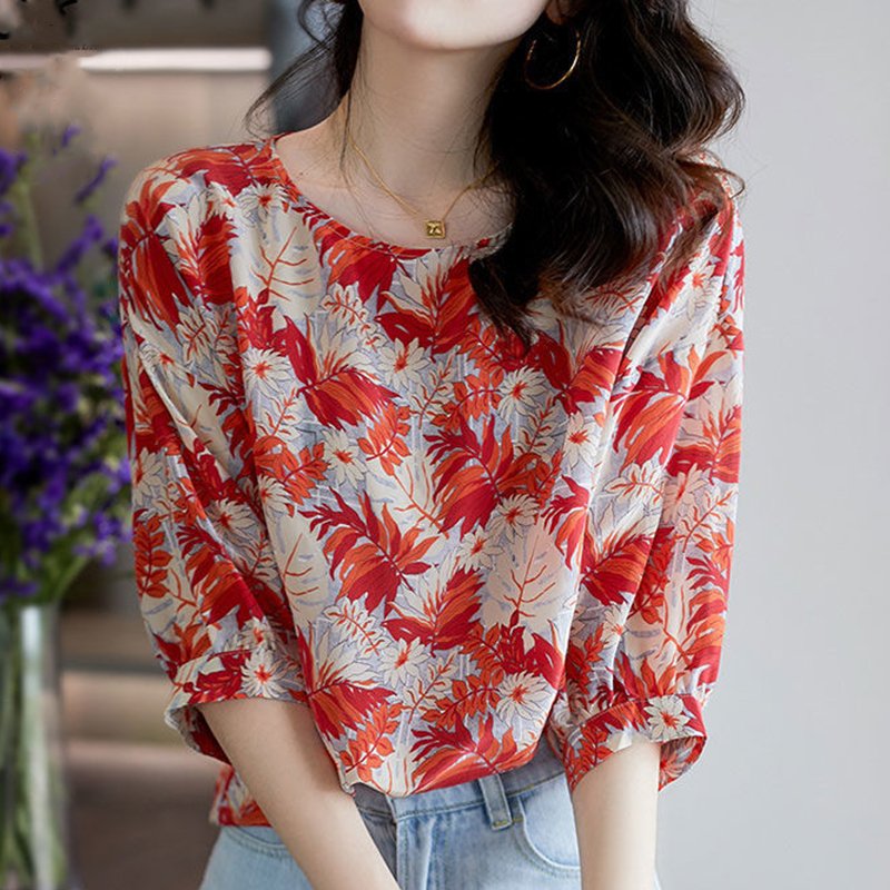 Red Shift Casual 3/4 Sleeve Floral Printed Shirts & Tops