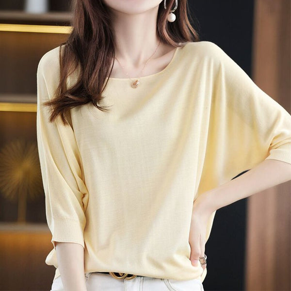 Batwing Plain Cocoon Casual Shirts & Tops