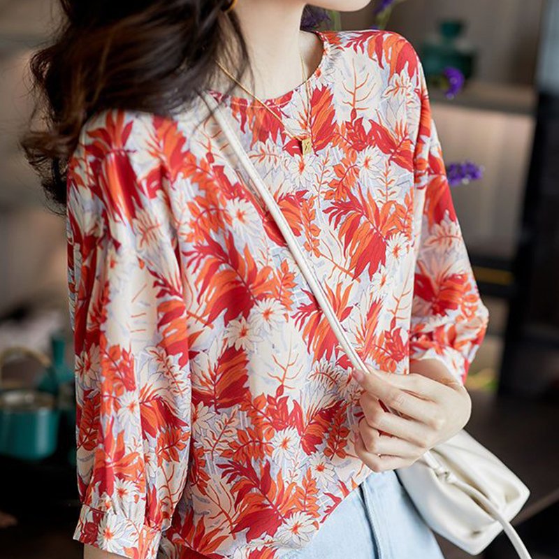 Red Shift Casual 3/4 Sleeve Floral Printed Shirts & Tops