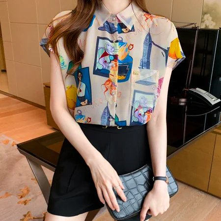 Women Short Sleeve Printed Casual Shirts & Tops
